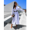 Bílé delší košilové šaty LOLO s páskem