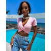 Světle růžový elegantní crop top CAILINE