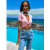 Světle růžový elegantní crop top CAILINE