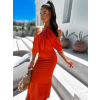 Cihlové elegantní šaty LOYLENE s rozparkem