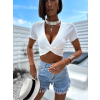 Bílý elegantní crop top CAILINE