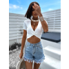 Bílý elegantní crop top CAILINE