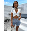 Bílý elegantní crop top CAILINE
