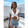 Bílý elegantní crop top CAILINE