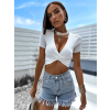 Bílý elegantní crop top CAILINE