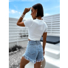 Bílý elegantní crop top CAILINE
