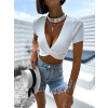 Bílý elegantní crop top CAILINE