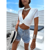 Bílý elegantní crop top CAILINE