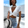 Bílý elegantní crop top CAILINE