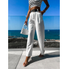 Bílé elegantní kalhoty MAEVES se širokými nohavicemi