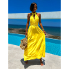 Žluté elegantní šaty BEATRICE s vázáním