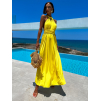 Žluté elegantní šaty BEATRICE s vázáním