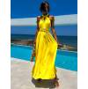 Žluté elegantní šaty BEATRICE s vázáním