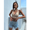 Béžový krajkovaný crop top SUMM