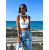 Bílý crop top KIERANE
