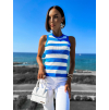 Světle modrý top NATAE s pruhy