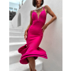 Tmavě růžové elegantní šaty CIRKES s výztuží