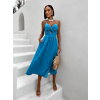 Tyrkysové elegantní šaty CALLANES s rozparkem