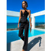 Černý elegantní dvoudílný komplet SUSIAN se stříbrnou sponou
