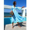 Světle modré elegantní šaty PHINANEY s dlouhým rukávem