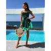 Smaragdové lesklé elegantní šaty JEWELRY s průstřihy