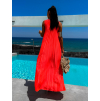 Neon červené dlouhé elegantní šaty WIRELESS