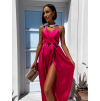 Tmavě růžové lesklé elegantní šaty BRALEST