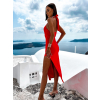 Červené elegantní šaty GLORIUS s rozparkem
