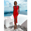 Červené elegantní šaty GLORIUS s rozparkem