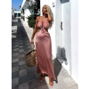 Starorůžové elegantní šaty KINYFEL na zavazování kolem krku