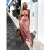 Starorůžové elegantní šaty KINYFEL na zavazování kolem krku