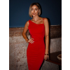 Červené šaty KONTRAME se zavazováním na ramenech