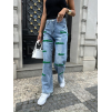 Modré denim džíny SENKES s potiskem