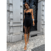 Černé elegantní šaty BLOCK s třásněmi