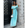 Tyrkysové dlouhé šaty GLASOUN s volánem