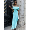 Tyrkysové dlouhé šaty GLASOUN s volánem