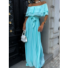 Tyrkysové dlouhé šaty GLASOUN s volánem