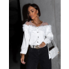 Bílý krátký svetřík DALSYN s volánky