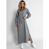 Šedé dlouhé mikinové šaty CENTAENY s kapucí