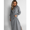Šedé dlouhé mikinové šaty CENTAENY s kapucí