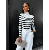 Bílý lehký svetřík NINES s pruhy