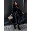 Černá dlouhá prošívaná bunda BALIONE s páskem