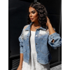 Modrá denim bunda COAT se stříbrnými aplikacemi