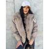 Béžová bunda MILANE s kožíškem