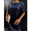 Tmavě modré flitrované šaty NINONE s krátkým rukávem