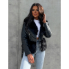 Černá koženková bundička BANDITE s kožíškem