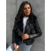 Černá koženková bundička BANDITE s kožíškem