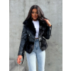Černá koženková bundička BANDITE s kožíškem