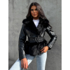 Černá koženková bundička BANDITE s kožíškem
