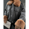 Černá denim bunda NEBRASKA s kožíškem